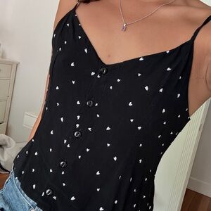 Rolla’s Button Down Adjustable Cami Heart Print